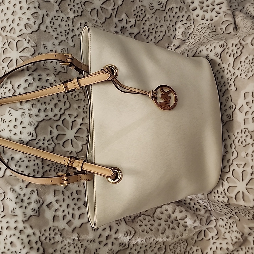 White & Gold Michael Kors tote